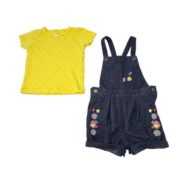 Baby Girl's - Navy Blue Dress. Bibbed Shorts, Skirt, Yellow Shirt - Size 18 Mont - Picture 5 of 10